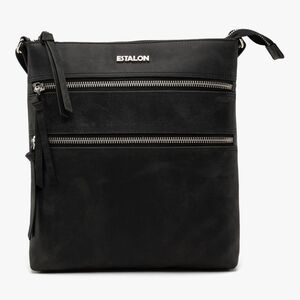 NWT Estalon Medium Sling Bag For Women Cross Body Purse Black Leather